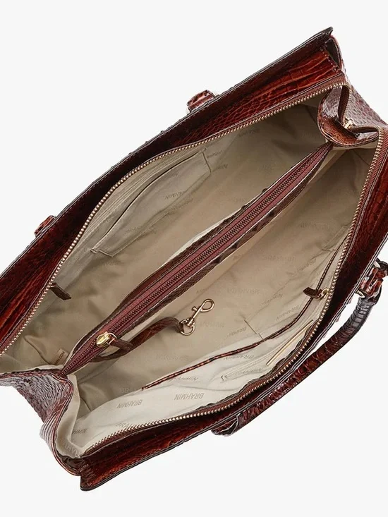 New Without Tags Brahmin Finley Satchel Croc-Embossed Leather - Picture 2 of 15